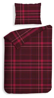 Produktbild von Heckettlane Silvan Bettbezug - 155x220 cm – 100% Baumwoll-Flanell – Hochwertige Bettwäsche mit motiv – Weich - Atmungsaktiv und Hautfreundlich – inkl. 80x80 cm Kissenbezug – Rot