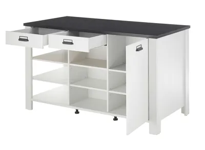 Produktbild von Kücheninsel "Stove" in weiß Pinie anthrazit Küchenschrank freistehend 162 x 77 cm