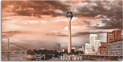 Produktbild von ARTland Leinwandbild Düsseldorf Skyline III Größe: 60x30 cm