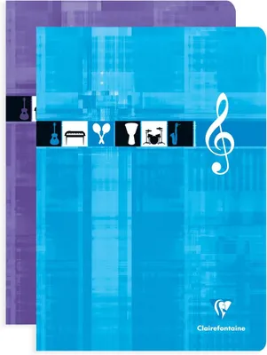 Produktbild von Clairefontaine 3114C - Noten- und Gesangsheft, ideal für Musikunterricht, DIN A4, 21 x 29,7cm, 28 Blatt, 90g, 1 Stück, farbig sortiert
