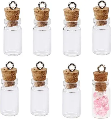 Productafbeelding van glazen flessen, 20 stuks flessen met doppen, wensflessen, parfumflessen voor gastgeschenken, voor doe-het-zelf decoratie, huwelijksgeschenken, feesten, 10 x 18 mm