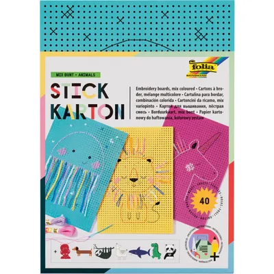 Produktbild von folia Stickkarton "Animals" 175 x 245 mm bunt bedruckt 40 Blatt