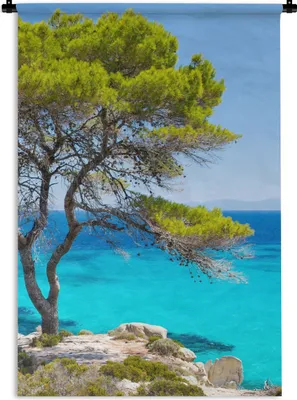 Produktbild von MuchoWow® Wandteppich Wandbehang Baum - Meer - Tropisch - Sommer 90x135 cm Tapisserie Dekoration Wandtuch - Baumwolle - Wandskulptur