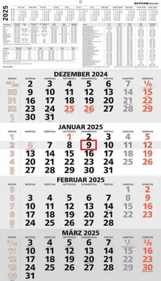 Immagine prodotto di ZETTLER 602615 Calendario da parete 4 mesi 959 - 33 x 59 cm, nero/rosso