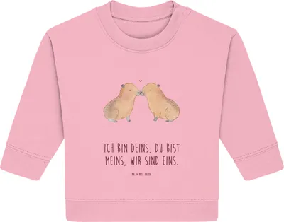 Produktbild von Mr. & Mrs. Panda Organic Baby Pullover Capybara Liebe 12. - 18. Monat - Baumwolle Pink - Geschenk, Valentinstag, Herzlich, Bullover, Liebesspruch, Tierliebe, Lustige Sprüche