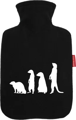 Produktbild von Huuraa Wärmflasche Erdmännchen Silhouette 1,8 Liter Black Classic Veloursbezug Bettflasche Geschenkidee