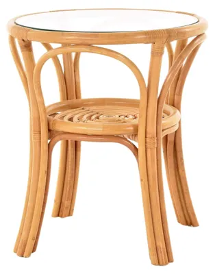 Produktbild von Runder Beistelltisch aus Rattan mit Glasplatte Ø 56 cm