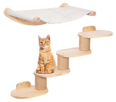 Image de Mur d'escalade pour chats avec hamac et échelle