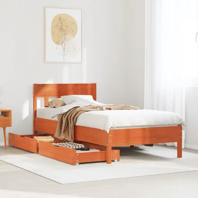 Produktbild von Stabli Möbel Bettrahmen inkl. Lattenrost - Massivholzbett ohne Matratze Wachsbraun 90x200 Kiefernholz - Klassische Betten CC7367861 2parcel