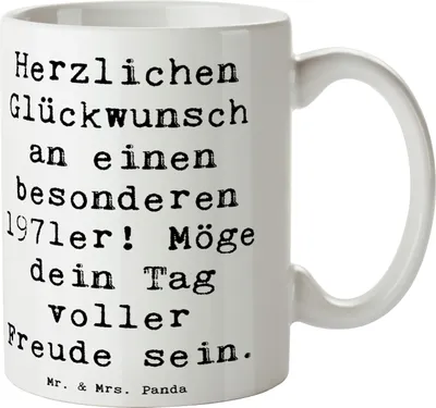 Produktbild von Mr. & Mrs. Panda Kaffeetasse Spruch 1971 Geburtstag - Weiß - Geschenk, Pott, Becher, besonderen 1971er, Jahrgang, Teetasse, geboren, Geburtstagsgeschenk, Kaffeebecher