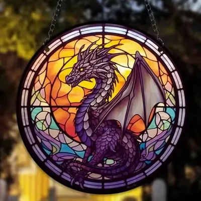 Produktbild von Sonnenfänger - Buntglas Drache für mystische Atmosphäre KP31482