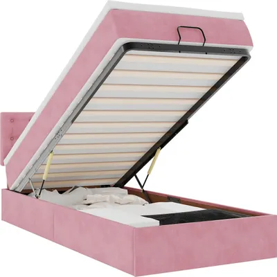 Image de vidaXL Ottoman-lit avec matelas rose 100x200 cm velours