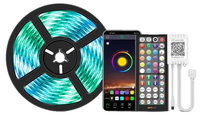 Zdjęcie produktu dla Taśma LED, sterowana za pomocą aplikacji, z funkcją synchronizacji z muzyką, 12 V, 15 m