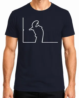 Imagen del producto de Camiseta para hombre, diseño "Linea Balum Strichmännchen" de Osvaldo Cavandoli, estilo "Kult", color azul marino, talla XL