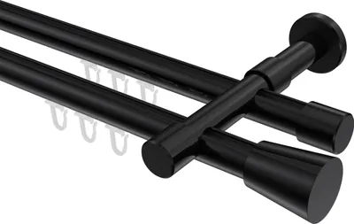 Produktbild von Interdeco Innenlaufstange / Gardinenstange mit Innenlauf Schwarz, Typ Prestige Sitra (Konus), 20 mm Ø 2-läufig, 160 cm