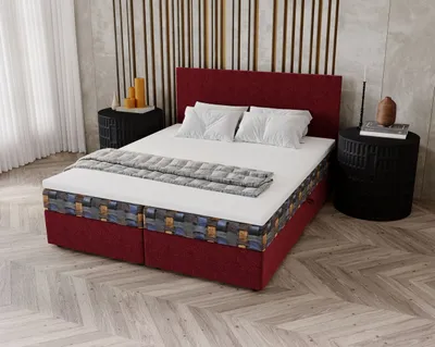 Obrázek produktu pro Čalouněná postel 180x200 OTILIE 2 s úložným prostorem - červená + vzor