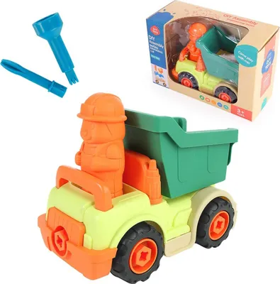 Image de Jouet camion de construction, engins de chantier voitures jouet tombereau, camion de ciment, grue cadeau pour les enfants de 3 ans et plus (tombereau + mini-figures)