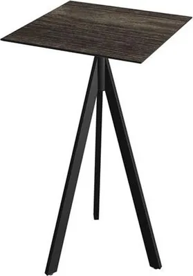 Produktbild von Infinity Tripod Stehtisch Schwarz frame + Riverwashed Wood HPL 70x70 cm