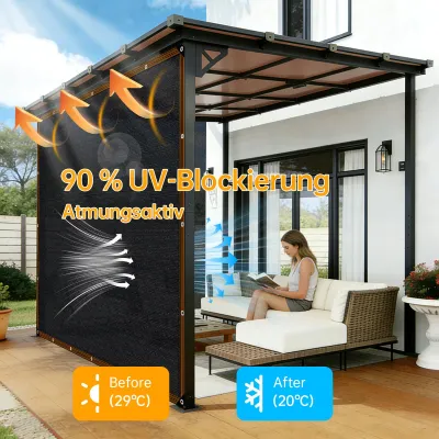 Imagen del producto de Toldo rectangular para protección solar, con protección UV, de 2 x 1 metro, ideal para balcones