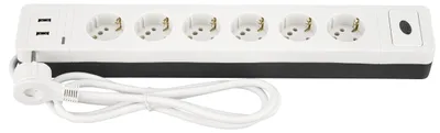 Imagen del producto de REV, regleta de enchufes Combini, 6 enchufes, 2 puertos USB-A, 1,4 metros, blanco/