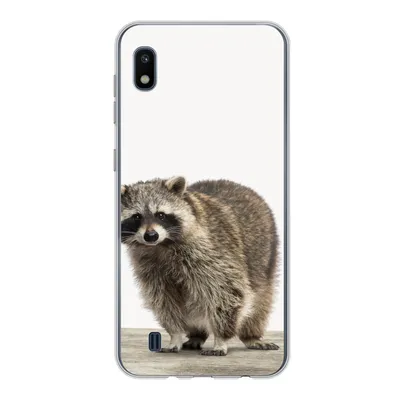 Produktbild von MuchoWow® Handyhülle Schutzhülle Hülle für Samsung Galaxy A10 Waschbär - Tiere - weißer Hintergrund - Jungen - Mädchen - Kinder Silikon Softcase Handy Hülle - Schutzhülle