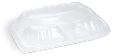 Produktbild von 100x Deckel für Mehrweg Menüschalen 3-geteilt 240 x 210 x 30 mm