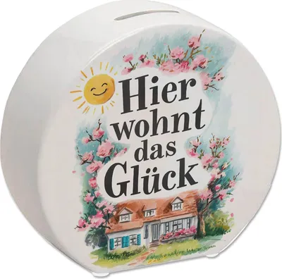 Produktbild von Hier wohnt Glück Spardose Aquarell Dekoration