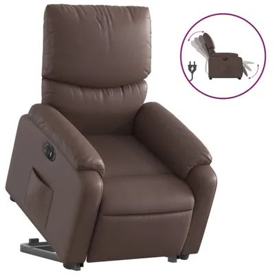 Image de vidaXL Fauteuil relax releveur électrique marron similicuir