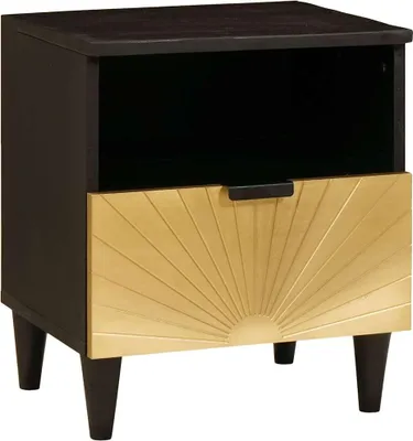 Image de Table de chevet Noir et or 40 x 33 x 46 cm Bois d'ingénierie