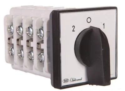 Immagine prodotto di Interruttore a levetta 2-0-1, 4 poli, 40A, grado di protezione IP65, marca Arc, modello 40-72, per generatori di corrente, codice prodotto 924094