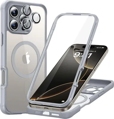 Obrázok produktu pre Ochranné puzdro pre iPhone 16 Pro, kompatibilné s MagSafe, 360°, sivé