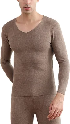 Produktbild von ASKSA Herren Thermounterwäsche Set Atmungsaktiv Weich Innenfleece Thermobekleidung, Braun, L
