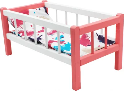 Immagine prodotto di Lettino Per Bambole In Legno A Colori Con Biancheria Da Letto