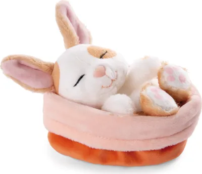 Produktbild von NICI Kuscheltier Hase karamell gepunktet 12 cm – Stofftier aus weichem Plüsch, niedliches Plüschtier im Körbchen zum Kuscheln und Spielen, für Kinder & Erwachsene, 48707, tolle Geschenkidee