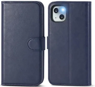 Image de Apple Iphone 13 6,1" Étui Marine Bleu Cuir synthétique Portefeuille