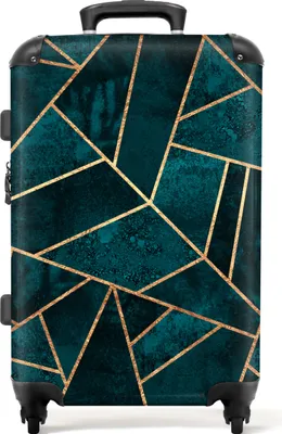 Produktbild von NoBoringSuitcases.com® Großer Koffer - Steine - Gold - Luxus - Muster - Abstrakt - Kombinationsschloss TSA - Hartschalen Trolley 4 Rollen - 72 liter - Reisekoffer - 66 cmKoffer Mittelgroß 67x43x25 cm, 72L,