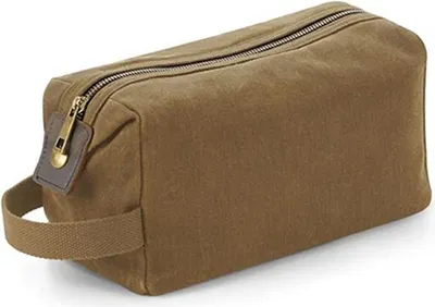 Produktbild von Quadra QD651 | Kulturbeutel Heritage Waxed Canvas Wash, 12 x 25 x 11 cm - Farbe: Desert Sand - Größe: 25 x 13 x 11 cm