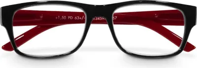Image de Paire de lunettes, plastique recyclé, noir/rouge, + 3,0 dtp