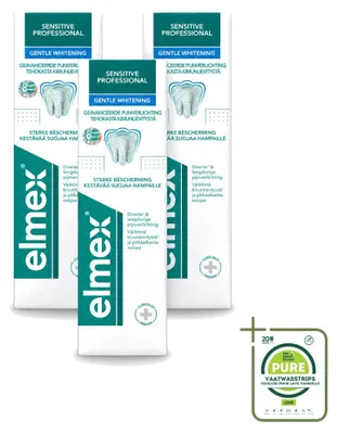 Immagine prodotto di 3 tubetti di dentifricio Elmex Sensitive Professional, delicato sbiancante, 75 ml - confezione grande - 3 pezzi