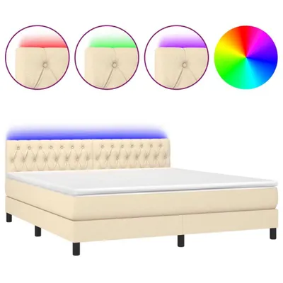 Produktbild von Boxspringbett mit Matratze & LED Creme 180x200 cm Stoff
