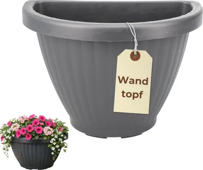 Produktbild von Blumentopf Wand Wandvase Wandblumentopf Blumentopf Wandmontage Pflanzen Wandhalterung Wandtopf für Draußen Blumentöpfe zum Aufhängen Wandvasen Wandgefäß Grau
