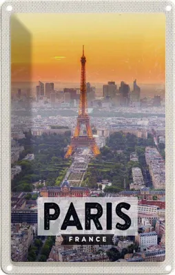 Produktbild von vianmo Blechschild 18x12 cm Paris Frankreich Eiffelturm Abenteuer Reisen Urlaub