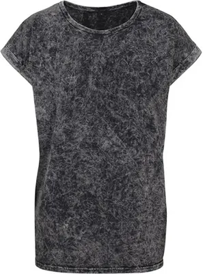 Immagine prodotto di Build Your Brand BY053 - T-shirt da donna con spalla estesa lavata con acido - Colore: grigio scuro bianco - Taglia: S
