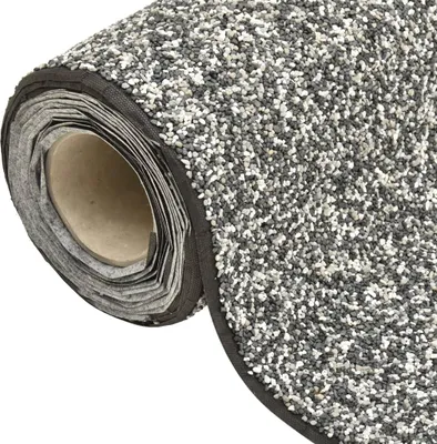 A rolled-up piece of stone foil with a speckled gray and white pattern.