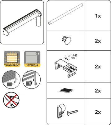 Produktbild von Gardinia EASYFIX Doppelrollo Karo anthrazit 100 x 150 cm