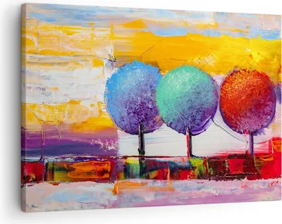 Produktbild von Bild auf Leinwand - Leinwandbild - Bäume Wiese Sommer - 70x50cm - Wand Bild - Wanddeko - Wandbilder - Leinwanddruck - Bilder - Kunstdruck - Wanddekoration - Leinwand bilder - Wandkunst - AA70x50-4110