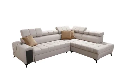 Produktbild von Polsterecke Eckcouch Ecksofa mit Schlaffunktion GREKO VII Beige Stoff AVRA 2 Rechtsseitig IM SOFA
