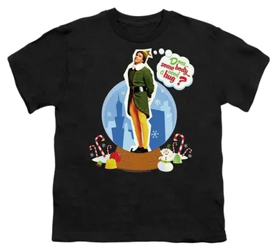 Productafbeelding van Elf - T-shirt voor kinderen met de tekst "Does Somebody Need A Hug?" (Heeft iemand een knuffel nodig?), model TV37883 (maat 116), kleur zwart