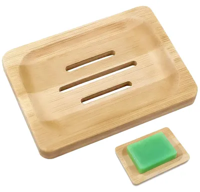 Obrázok produktu pre Miska na mydlo z prírodného bambusu, 11 x 8 cm, s odtokovým otvorom, vhodná do kúpeľne