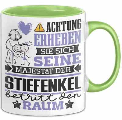 Produktbild von Enkelsohn Geschenk Tasse Lustiger Spruch Erheben Sie Sich Der Enkelsohn Betritt den Raum (Grün)
